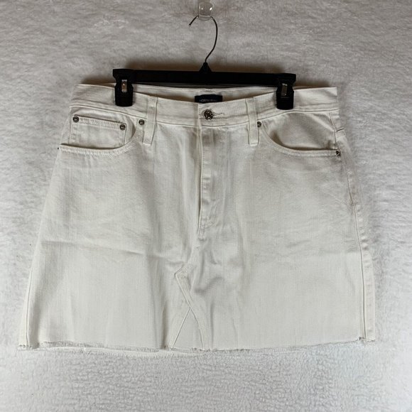 J. Crew Jeans Mini Skirt Women's Size 32 White Denim Pockets 100%‎ Cotton 6412 - Picture 1 of 8